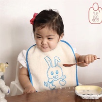  mielmom Korean baby eating bib Pure cotton towel Childrens rice pocket super soft baby saliva towel artifact