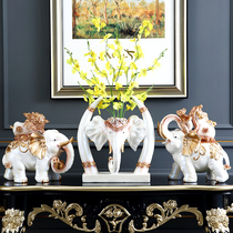 European elephant ornaments Home decorations Entrance living room TV cabinet Lucky elephant Three-piece set Bogu frame large elephant