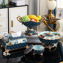 European luxury high-end fruit plate creative American home living room desktop ornaments light luxury high foot fruit plate set