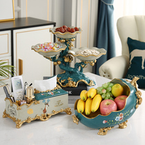European high-grade fruit plate personality creative living room household split dried fruit tray tissue box set coffee table ornaments
