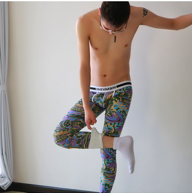 Quần mùa thu nam đơn mảnh cộng với nhung dày thanh niên quần legging mùa thu Slim sexy eo thấp quần thủy triều mùa thu và quần ấm mùa đông quần giữ nhiệt nam thể thao