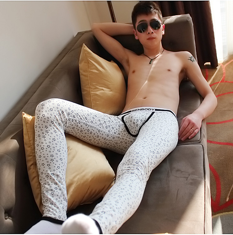 Quần mùa thu nam đơn mảnh cộng với nhung dày thanh niên quần legging mùa thu Slim sexy eo thấp quần thủy triều mùa thu và quần ấm mùa đông quần giữ nhiệt nam thể thao