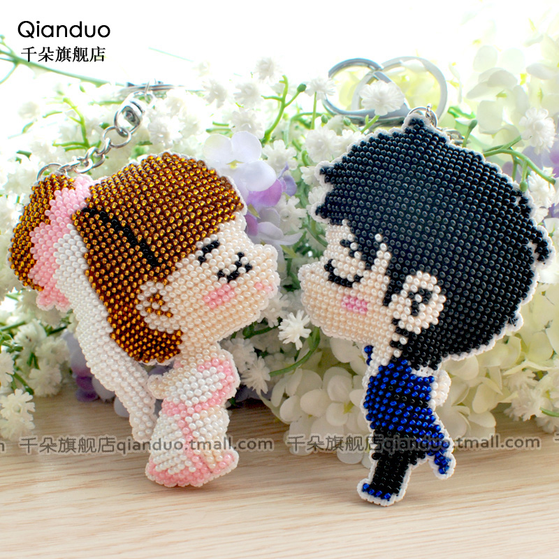 In hôn nhân đầy đủ khâu đính cườm keychain điện thoại mặt dây chuyền nhỏ vài mô hình đám cưới đơn giản thêu các cặp đôi hạnh phúc - Công cụ & phụ kiện Cross-stitch tranh thêu chữ thập lưu thủy sinh tài