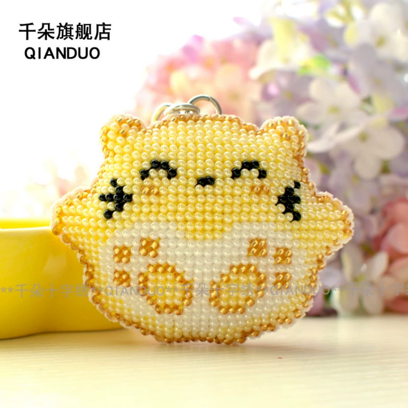 Một nghìn khâu khâu in cặp vợ chồng mới móc chìa khóa keychain mặt dây chuyền đơn giản dễ thương may mắn mèo - Công cụ & phụ kiện Cross-stitch