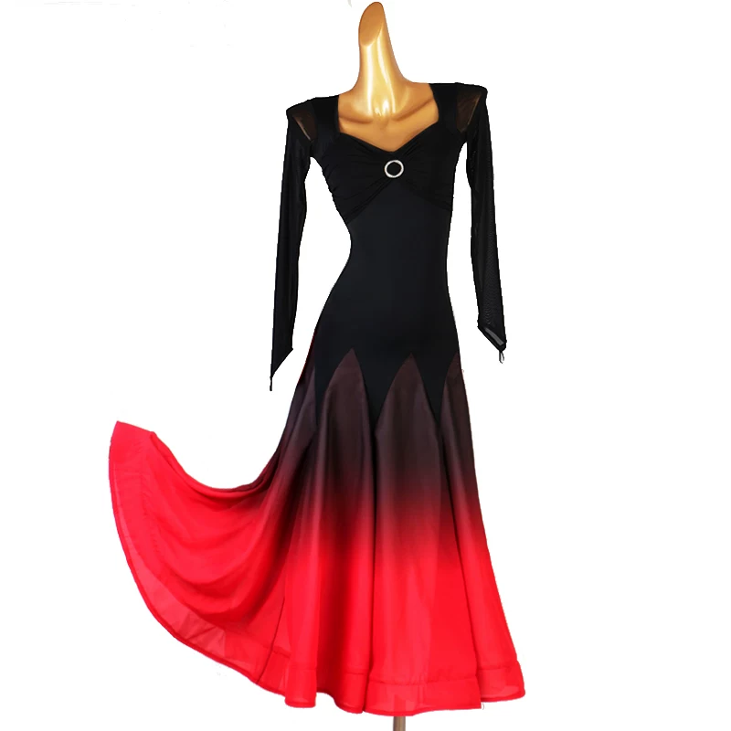 Изысканный сверловка современная танцевальная платье экзаменационный сервер градиент Малф танцевальная юбка национальный стандарт вальсовая юбка