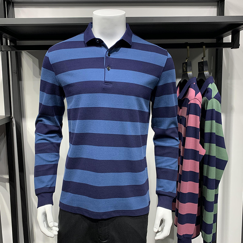 ABE2020 Fall Striped Polo Shirt Men's Special Cabinet Brands Business Casual Turtlenecks Long Sleeves T-shirt Bottom Blouse