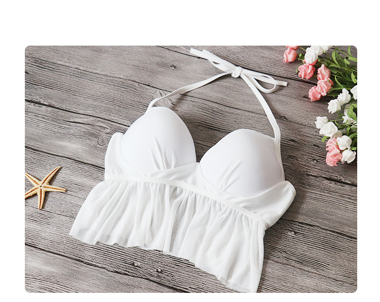 Áo tắm nữ ba mảnh xẻ ngực mỏng gợi cảm của Hàn Quốc tập hợp học sinh nhỏ váy tươi nước nóng bộ đồ tắm mùa xuân đồ bơi 2 mảnh cổ yếm	