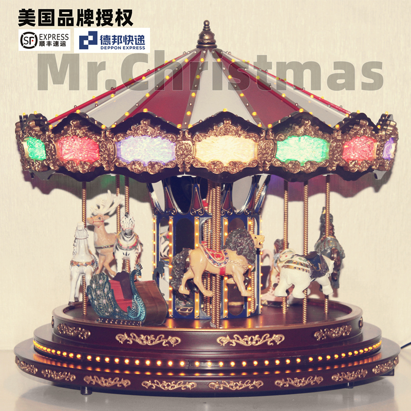 Mr Christmas Wooden handmade Music Box Carousel Creative Music Box Birthday gift Girl Wife