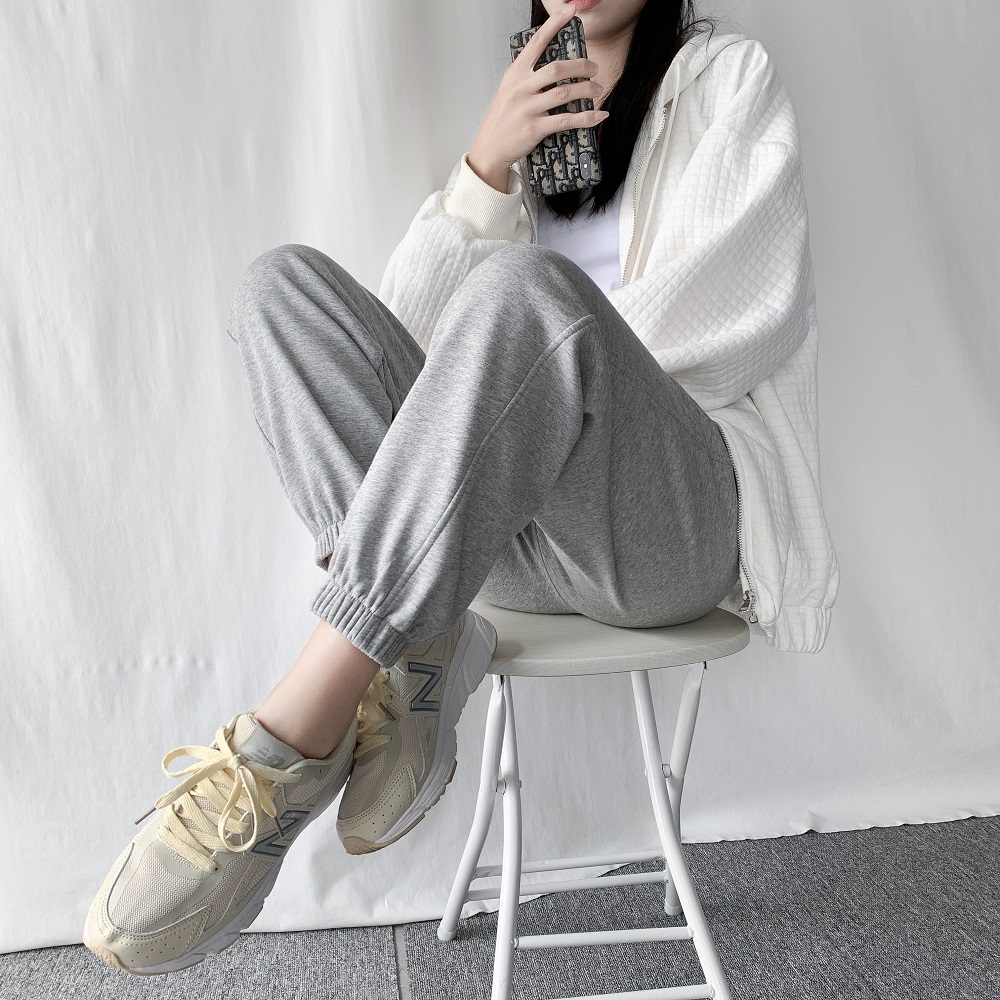 South Korea 2021 new gray sweatpants women's loose-legged spring and autumn and summer thin section thin ins tide casual sweatpants