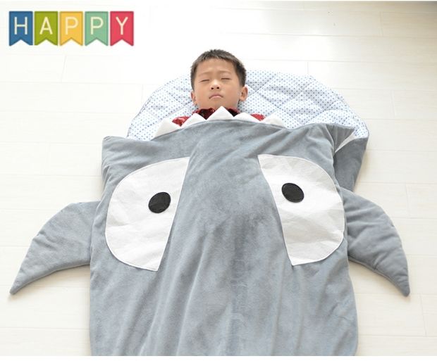 Trẻ em người lớn cá mập túi ngủ hoạt hình bông giữ điều hòa mùa xuân và mùa hè được nhồi bông túi ngủ mùa đông và chống túi ngủ lông vũ