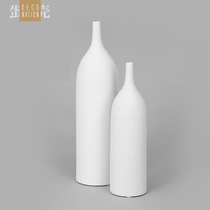 White classic narrow-mouthed striped ceramic countertop vase simple modern plain elegant style home furnishings