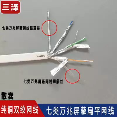 Sanze double screen cover seven types of pure copper 10 million 8-core twisted standard flat net route CAT 7 network route scattered 1 meter