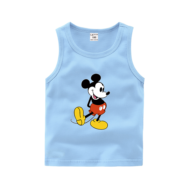 Mickey bé trai vest trẻ em bông cô gái mùa hè trẻ em mỏng mùa hè váy cậu bé không tay quần áo nhỏ.