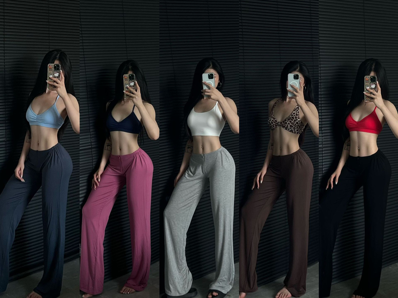 Mitaotun Summer Draped Sports Pants Women's Thin Low-Waist Slim Straight Casual Versatile Leg-Modifying Pants