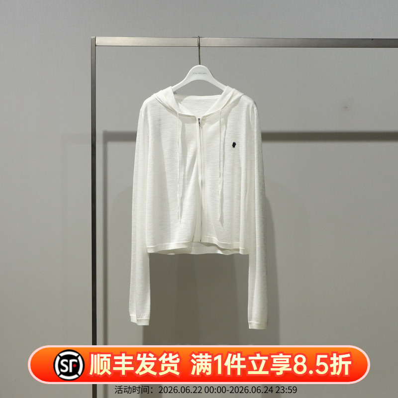 4H4131771 Wheat Lemon Pure:Moment2026 Summer Fashion Versatile Hooded Thin Knit Cardigan for Women