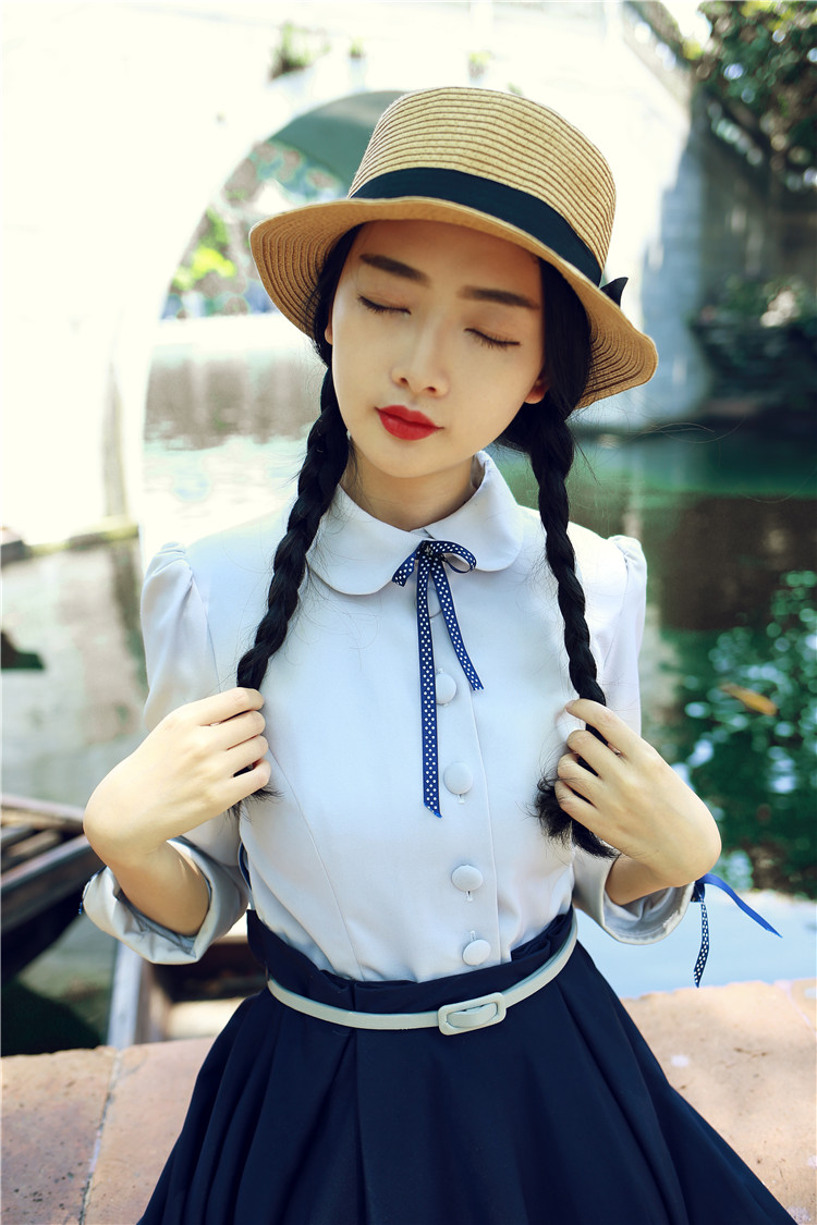 2018 mới váy dài văn học Trung Quốc retro đại học gió váy học sinh trung học biểu diễn lớp đồng phục quần áo váy dài đến mắt cá chân