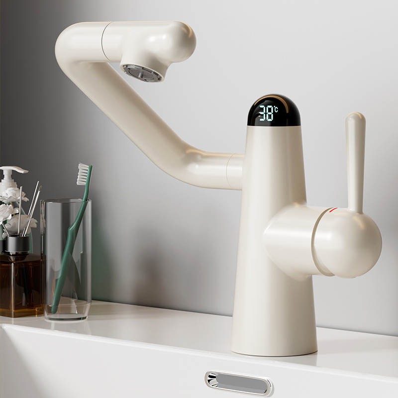 German Smart Digital Display Cactus Dopamine Milky White Washbasin Oxygen-Rich Hot and Cold Water Faucet