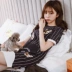 Bộ đồ ngủ nữ mùa hè cotton ngắn tay Hàn Quốc ngọt ngào dễ thương Loose Thin Dịch vụ nhà cô gái Bộ hai mảnh có thể mặc