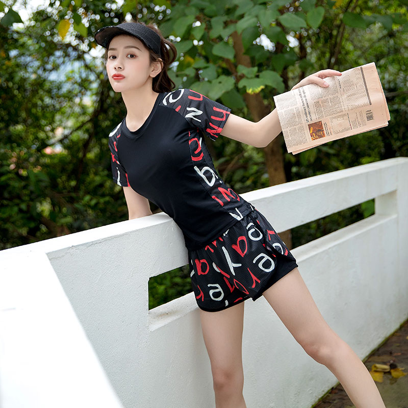 Swimsuit women's summer split belly cover flat angle conservative sports two-piece large size seaside swimsuit 2021 new hot spring