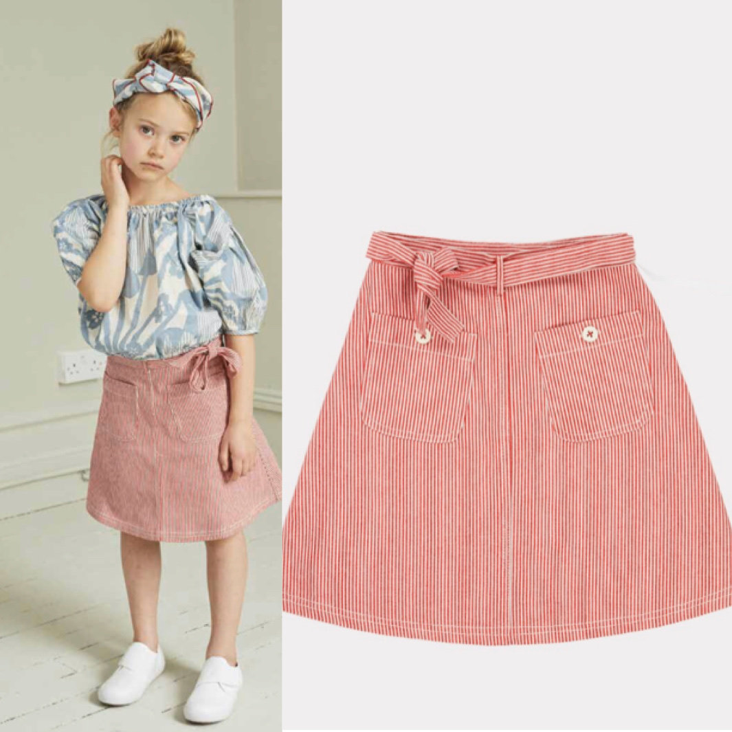 Spot Caramel 20 Spring Summer New Products Children Girl Pink Striped Half Skirt Short Dress