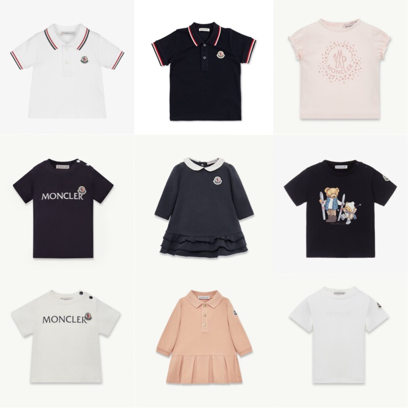 In Stock Moncler 25 Autumn/Winter Children's Infant Toddler Black and White Short-Sleeved T-Shirt Polo Dress