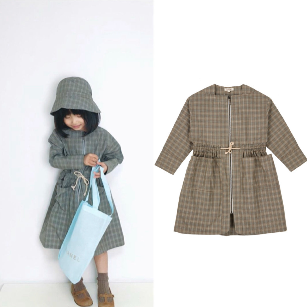 Spot caramel 20 Spring and summer new children collect large pocket plastic coat