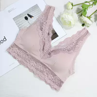 Japanese cotton Modal hollow lace beautiful back without steel ring sleep bra vest style casual home underwear