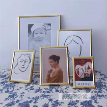 Nordic minimalist style photo frame Golden narrow edge metal photo frame Poster framed bed and breakfast decorative picture frame Photo wall