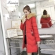 Chic port gió chống mùa in cotton độn bông nữ triều 2018 mới dài phần dày xuống áo khoác cotton