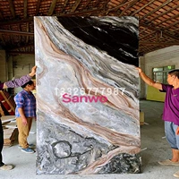 Дизайнер рекомендует искусственное Huanglong Yushan Water Pattern Cloud Shid High -End Hotel Living Room Фоновое искусство.