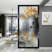 Art glass partition screen entrance double-sided light-transmitting frosted painted tempered process new Chinese style entrance decoration