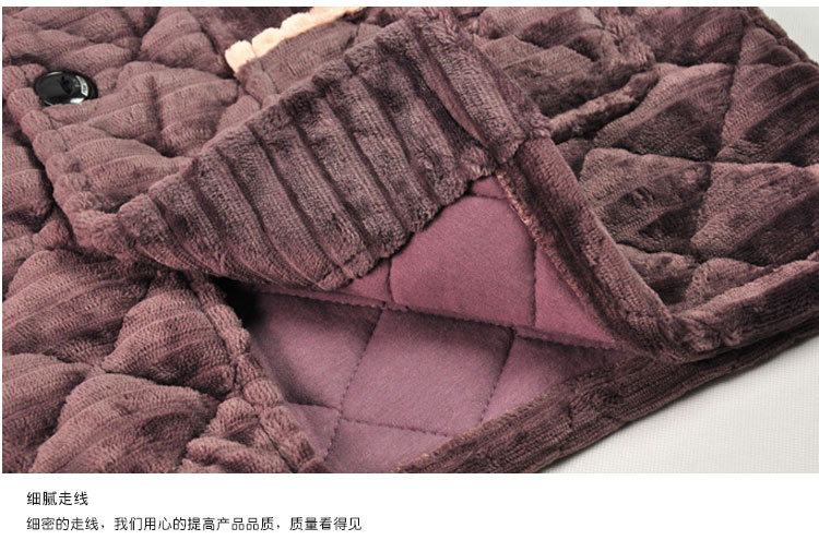 Fen Teng 2018 mùa đông mới bộ đồ ngủ bằng vải nỉ dày flannel nam phù hợp với màu rắn cộng với nhung cộng với dịch vụ nhà cotton pijama đôi