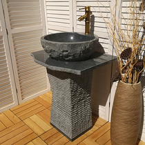 Outdoor Stone Wash Basin Integrated Courtyard Stone column basin toilet Toilet Balcony Washstand Outdoor Pool Garden
