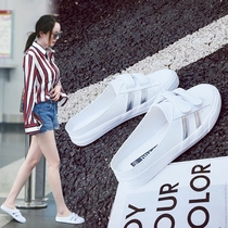  Summer thin section Doudou half-dragged white shoes womens 2021 new spring and summer spring section half-stepped one-pedal lazy single shoes