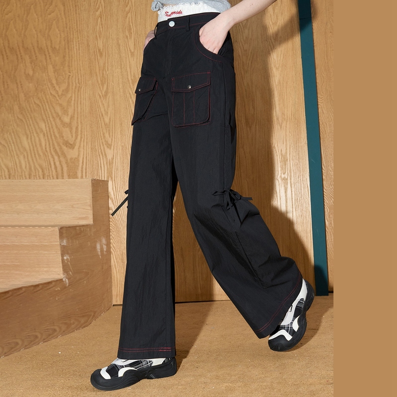 Brand Discount Store American Retro Workwear Pocket Straight Wide-Leg Women's Casual Pants with Loose Design and High Street Style Brand Discount Store American Retro Workwear Pocket Straight Wide-Leg Women's Casual Pants with Loose Design and High Street Style