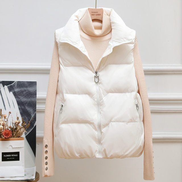 Down Vest Women's Short 2023 Autumn and Winter Korean Style Loose White Duck Down Light Thin Fashion Vest Vest Jacket