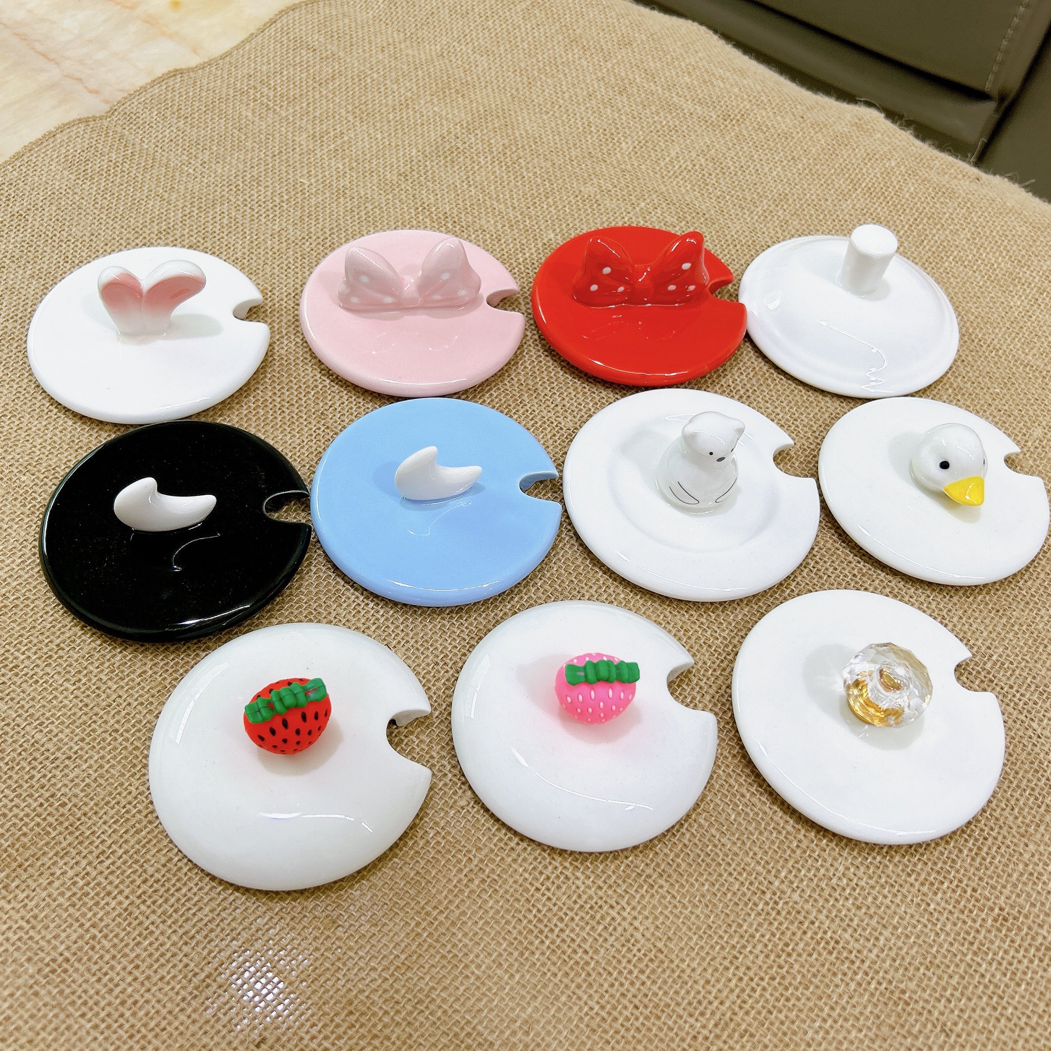 Thermostatic Cup Cover Single Sell Warm Cup Ceramic Cup Lid Pure Color Mark Cup Lid Dust Cup Lid General Accessories Release Spoon-Taobao