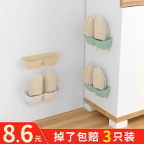 Shoe rack wall hanging nail-free free punch bathroom toilet toilet door behind the wall hanging shoe rack simple space saving 3 pieces