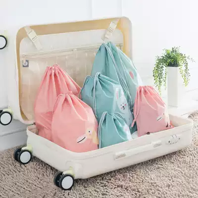 Wooden bean drawstring travel underwear clothes toy bundle pocket A545 travel waterproof storage bag Sub-packing finishing bag