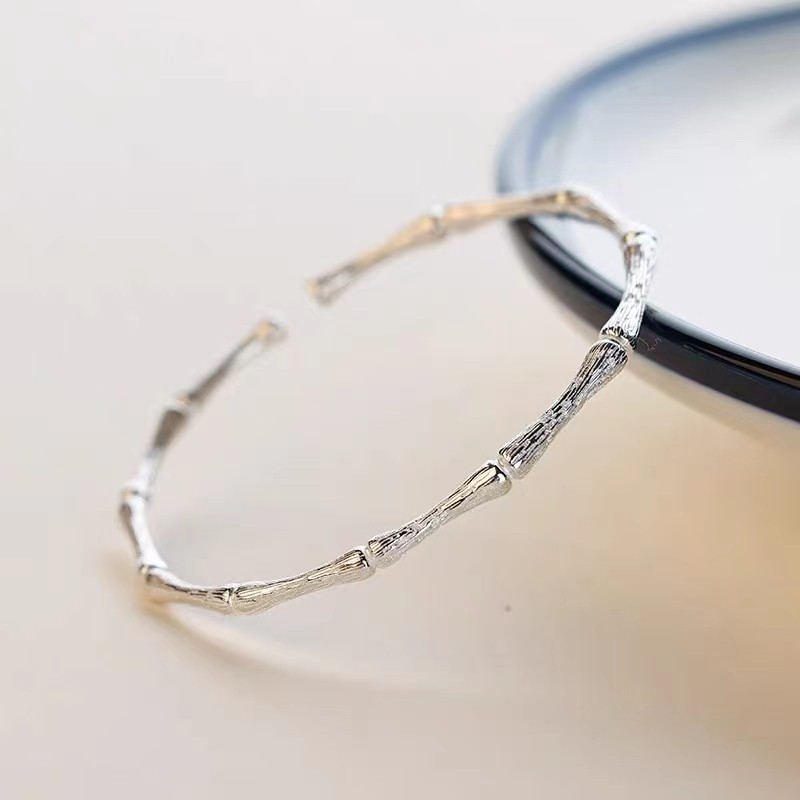 Textured Bamboo Bracelet ins Niche Design High-End Bracelet Open Adjustable Jewelry 2025 New Trend