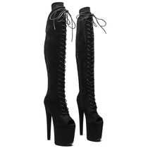 Leecabes new suede high-heeled over-the-knee boots for women ultra-high platform boots pole dance big fish mouth boots 5BX
