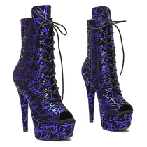 Leecabe fish mouth new waterproof platform high heels nightclub model short boots stiletto heels pole dance European and American 3B