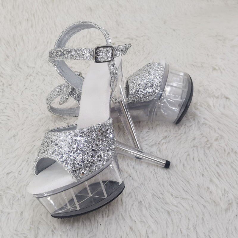 Leecabe New Walking Show High Heels Shoes Sexy Waterproof Bench 15cm Hate Days High Sandals Women Model Shoes Baking Varnish 1K