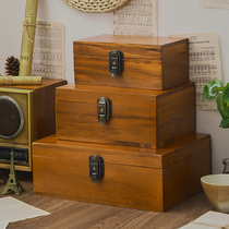 Wooden lock storage box Wooden ID box Desktop cosmetics storage box Student jewelry password box Large