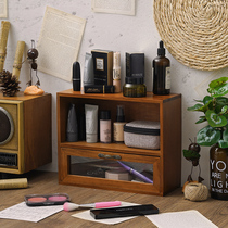 Retro desktop office wooden wooden creative storage box drawer type skin care cosmetics finishing box rack
