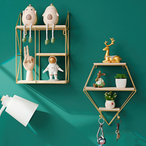 Nordic porch wall decoration iron storage rack bedroom bedside wall decoration hanging room background wall