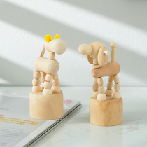 Nordic cute cartoon desktop wooden ornaments animal horse children toy puppet donkey TV cabinet decoration