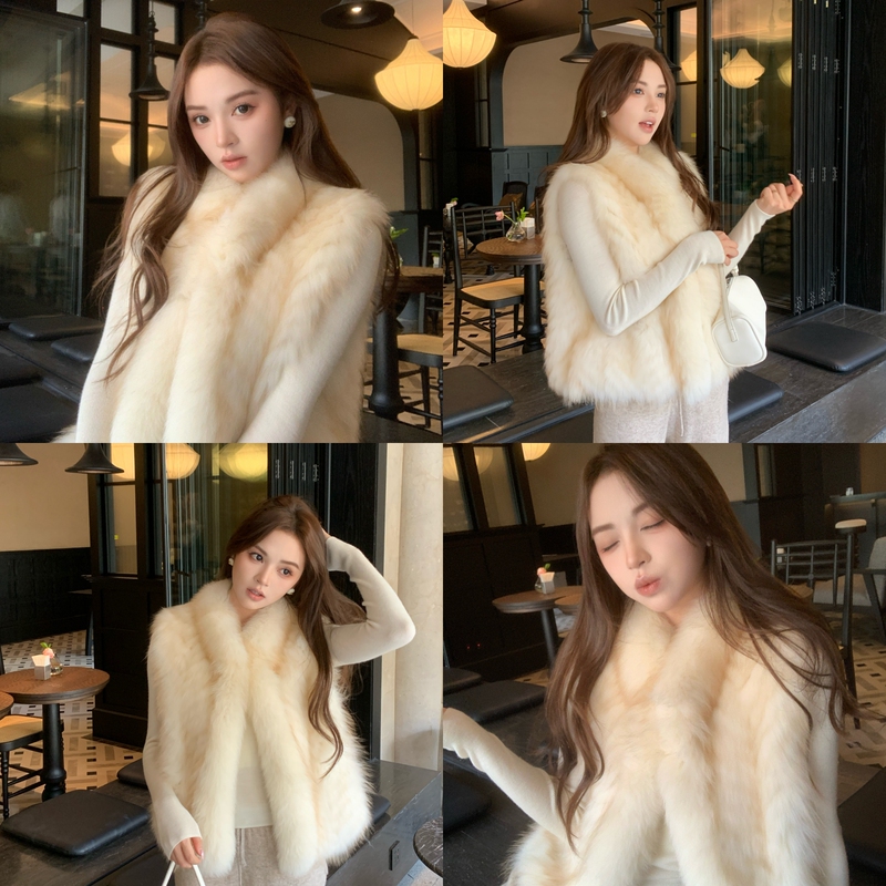 Annyigu︱Autumn Frost on the Shore︱Finnish Imported Fox Fur Short Slimming Striped Fur Vest Jacket for Women