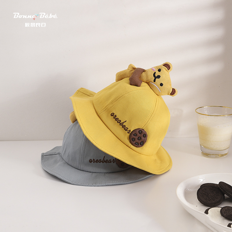 South Korea Children's Fisherman Hat Spring and Summer Super Cute Bear Baby Hat Sunshade Baby Hat