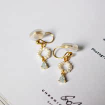 Ear-less painless silicone mosquito-repellent coil ear clip natural freshwater pearl blue water drop small retro earring earrings